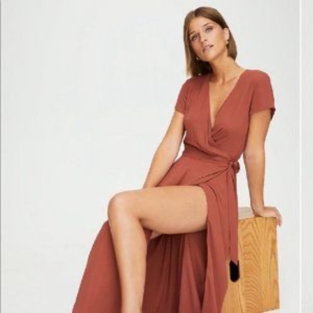 Babaton medium wrap slit dress Aritzia